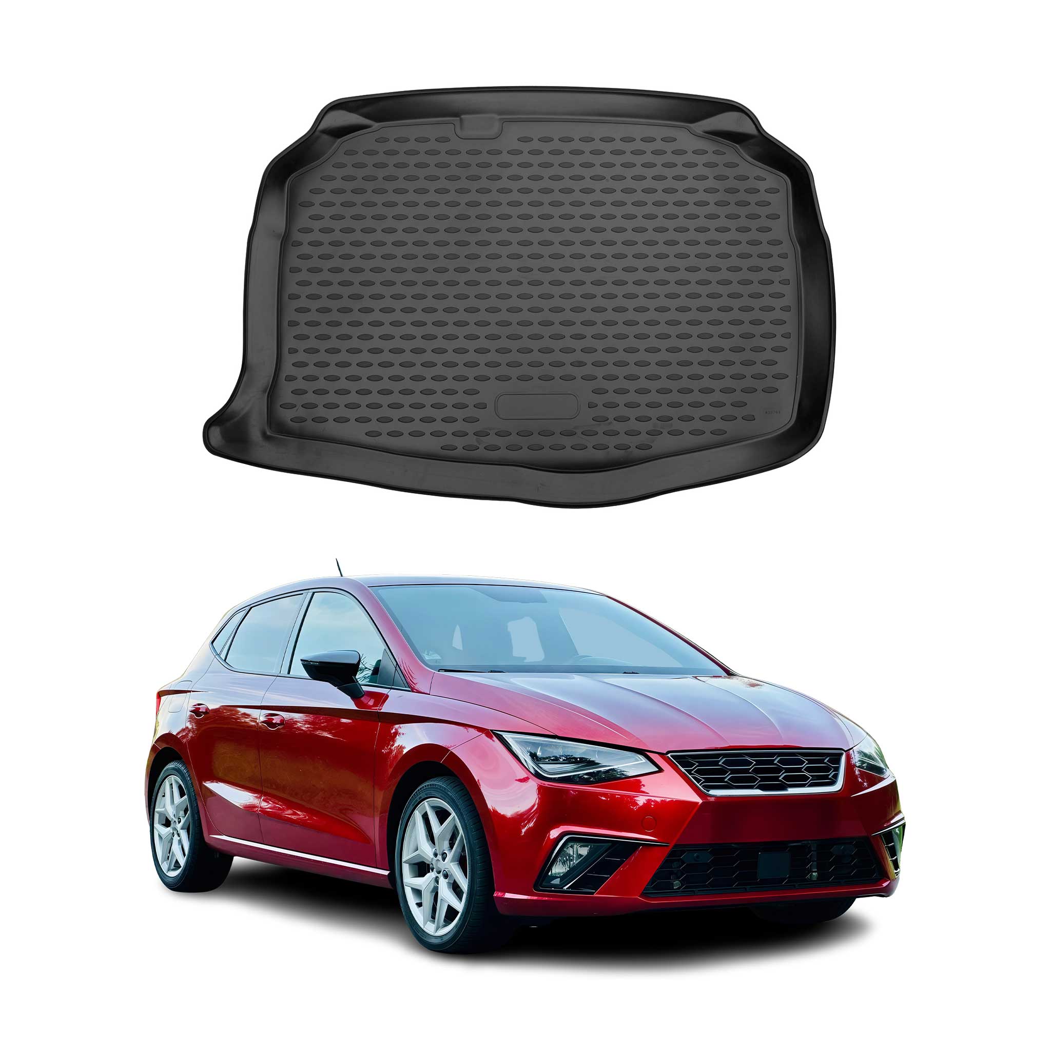 Kofferraummatte Kofferraumwanne für Seat Ibiza 2017-2021 Gummi TPE Schwarz