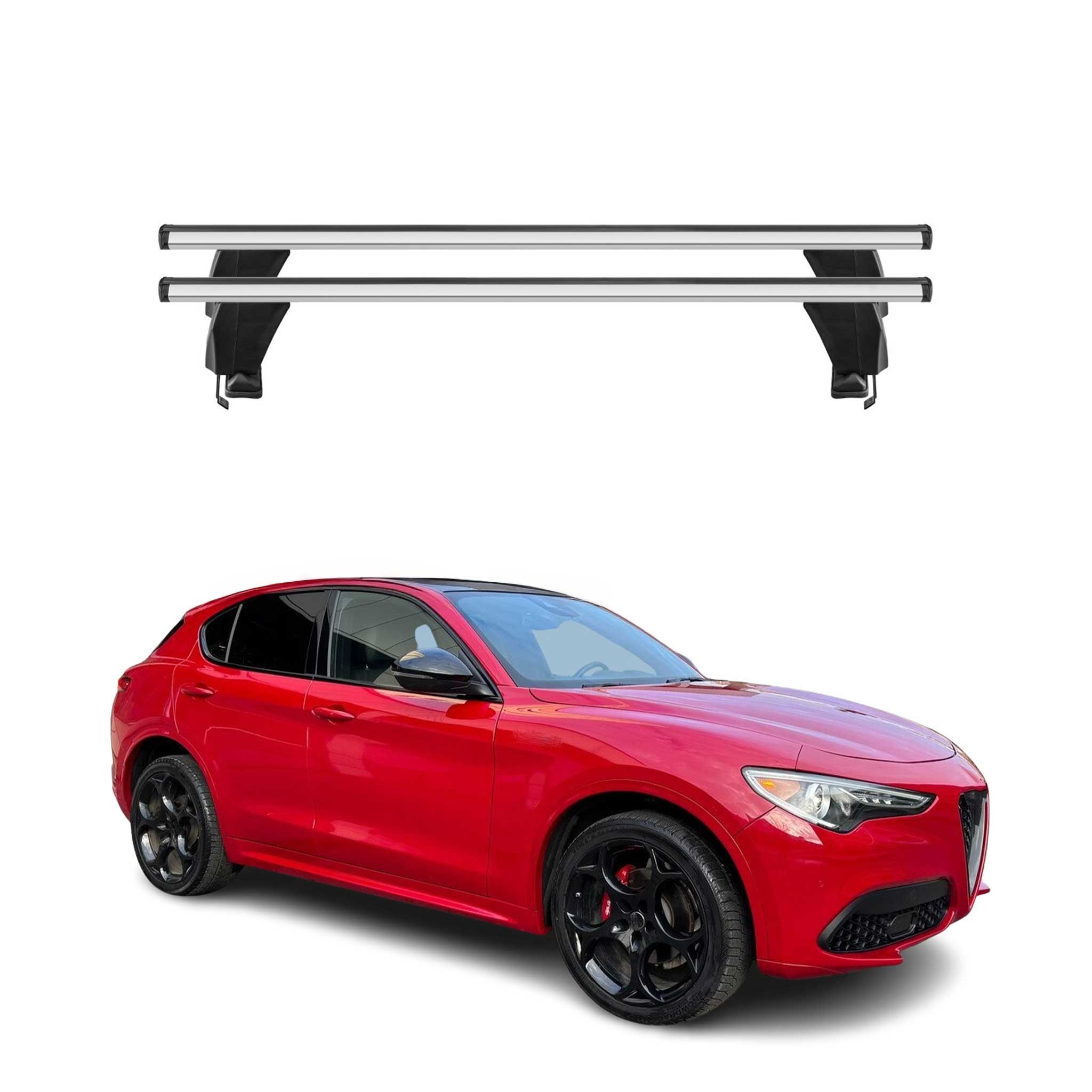 Menabo Dachträger Grundtäger für Alfa Romeo Stelvio 2016-2026 50kg Alu Silber 2x