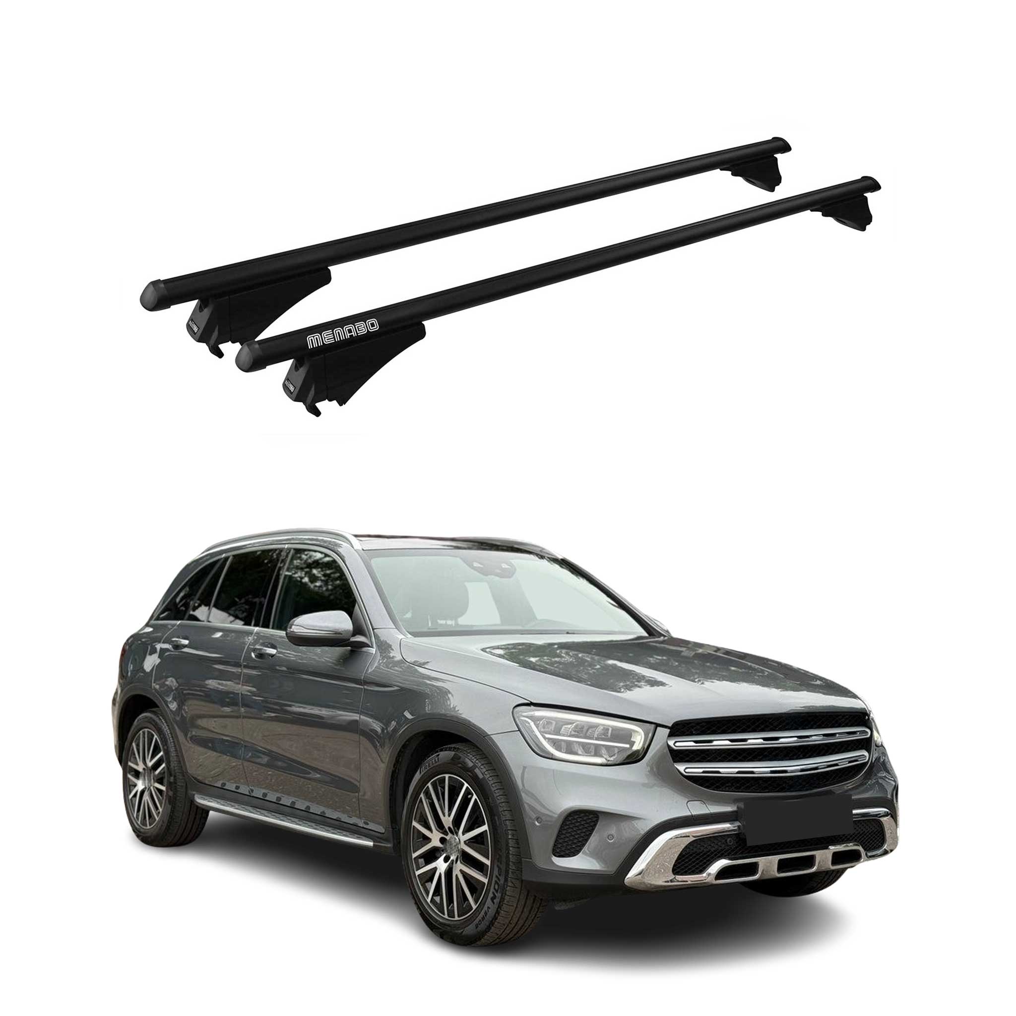 Menabo Dachträger Grundtäger für Mercedes GLC X253 2020-2022 75kg Alu Schwarz 2x
