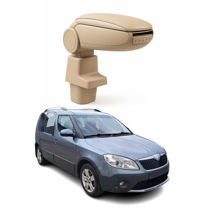 Mittelarmlehne Armlehne für Skoda Roomster 2006-2015 PU-Leder ABS Beige
