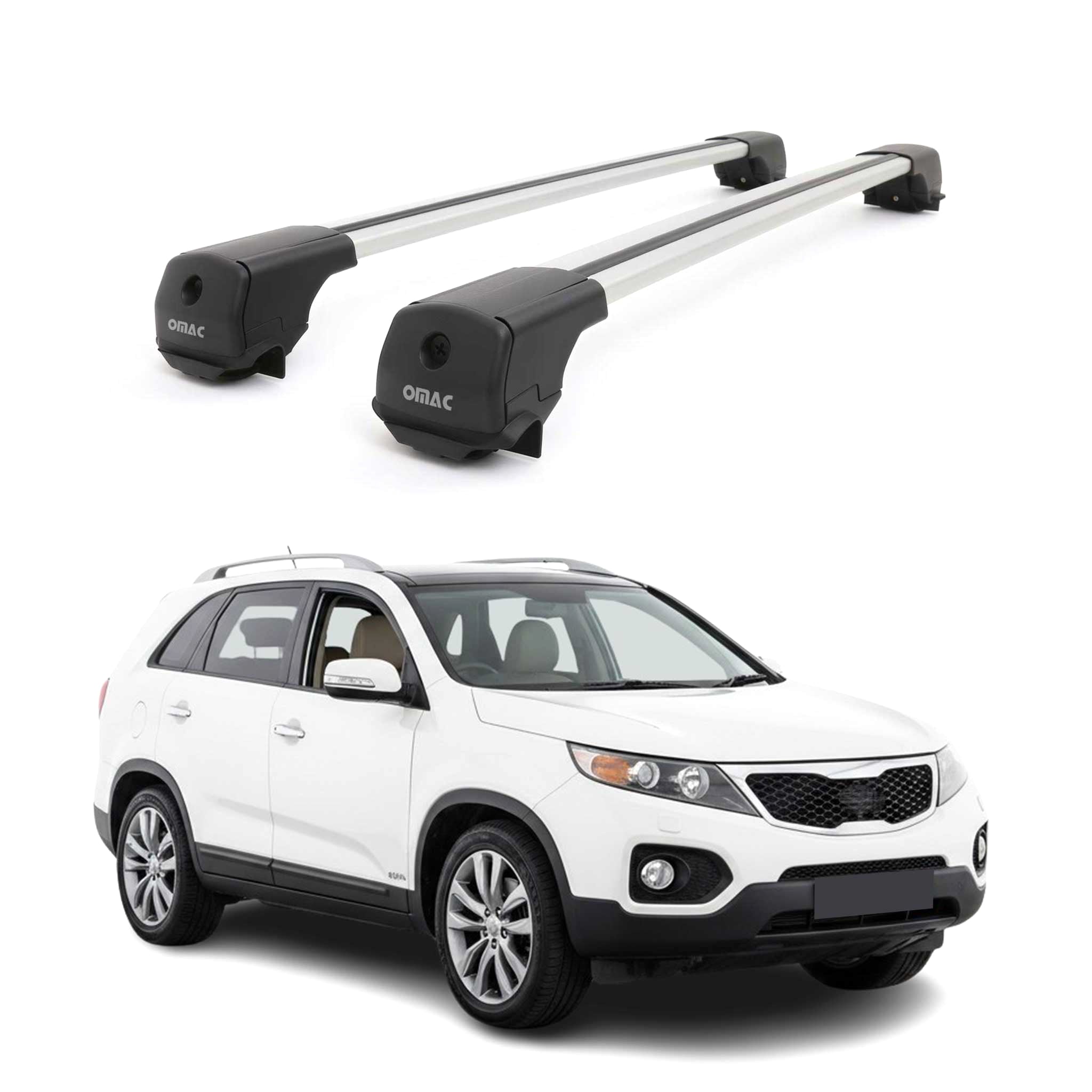 Dachträger Grundträger für Kia Sorento mk2 2010-2014 Aluminium 75kg Grau 2tlg