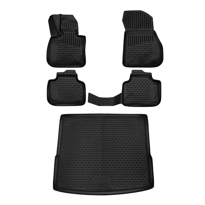 Fußmatten & Kofferraumwanne Set für BMW X1 F48 2015-2022 Gummi TPE Schwarz 5x