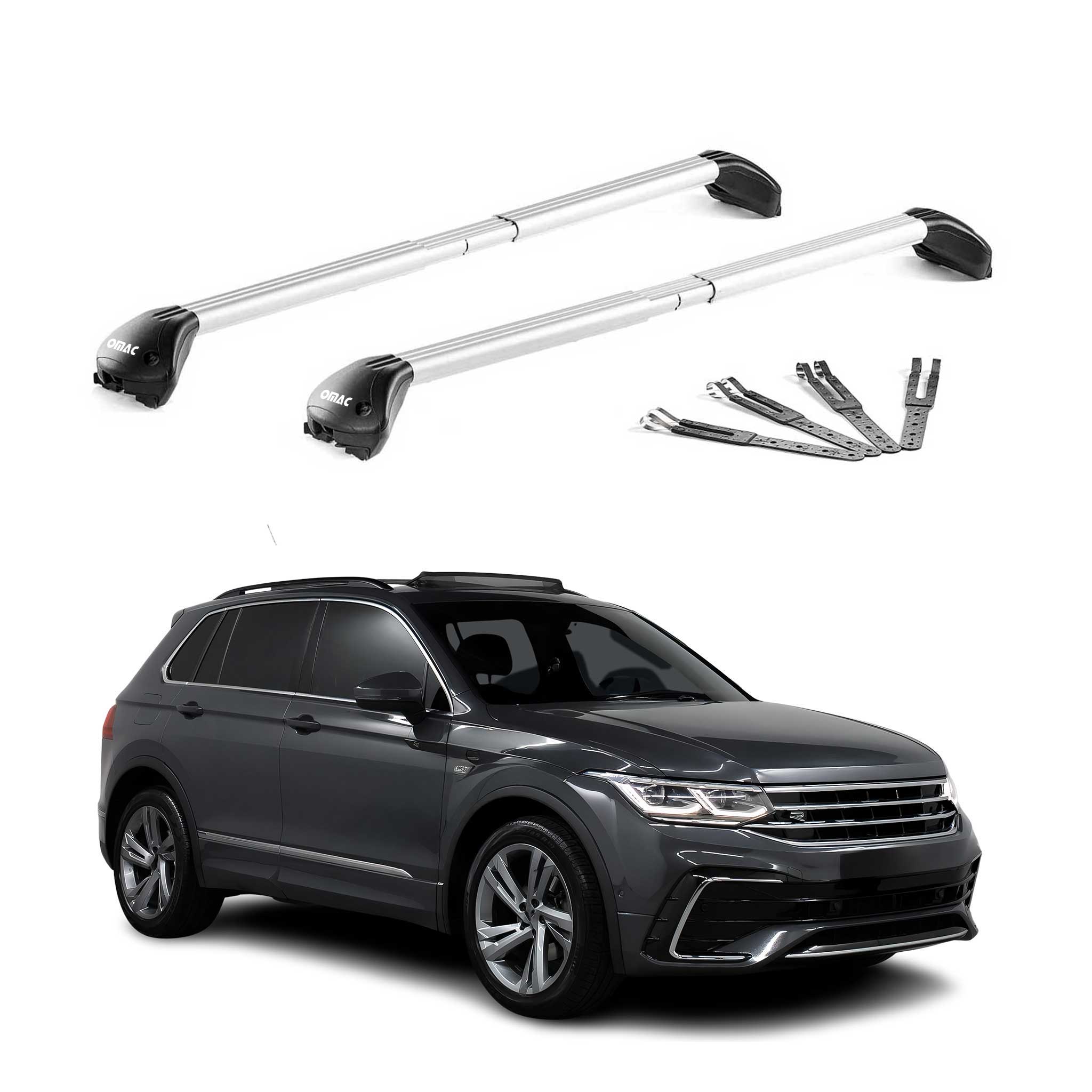 Dachträger Grundtäger für VW Tiguan Allspace II 2016-2023 100kg Alu Grau 2x ABE
