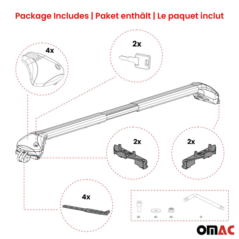 Dachträger Grundträger für VW Up Cross 2013-2025 5 türig Alu Silber 2 tlg