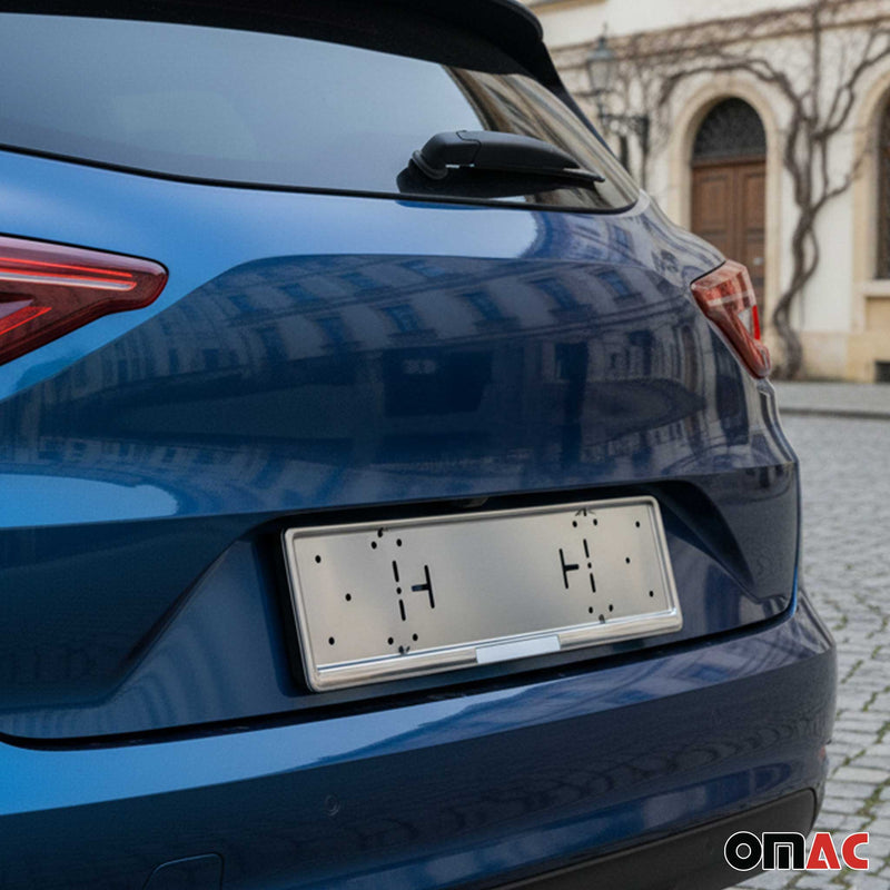 Kennzeichenhalter Nummernschildhalter für Nissan Edelstahl Silber 2tlg