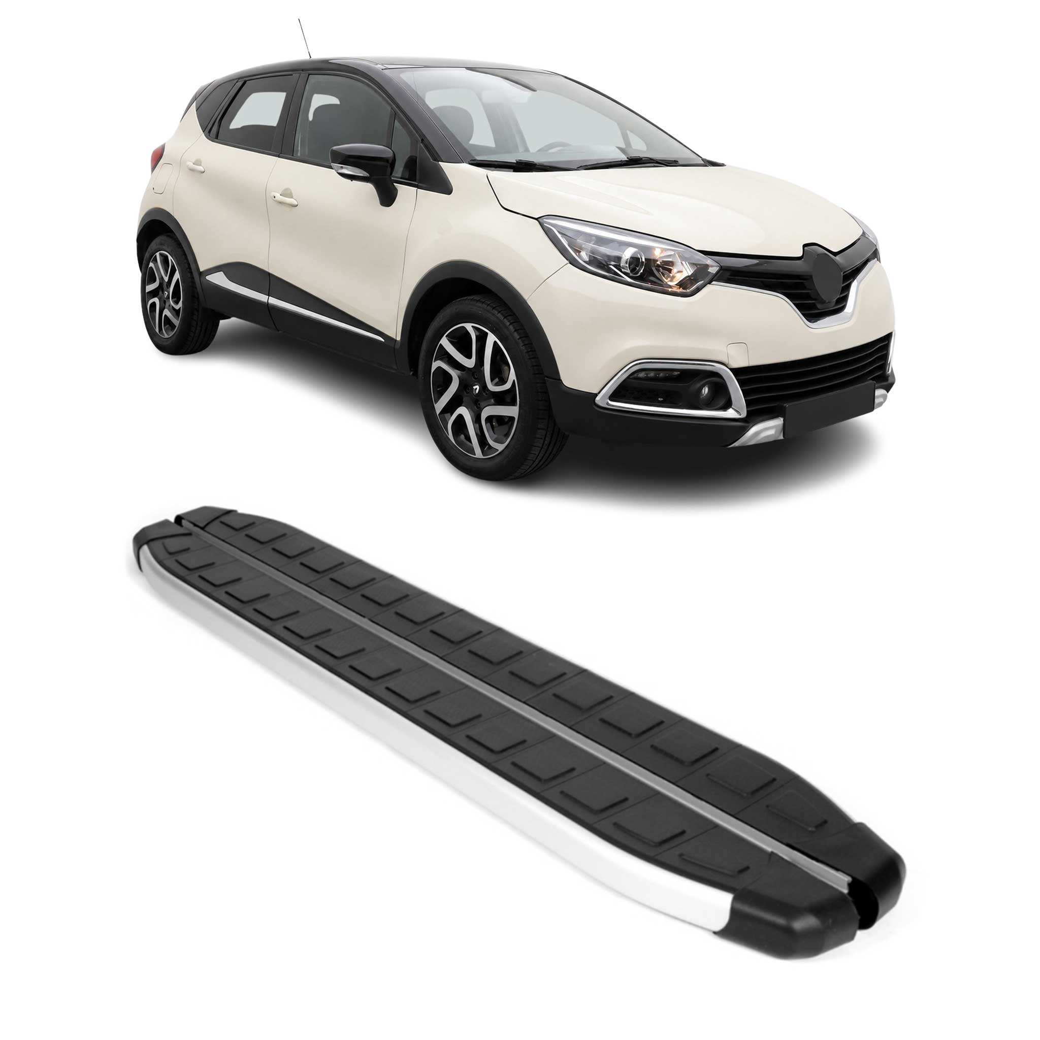 Seitenbretter Trittbretter für Renault Captur I 2013-2019 Aluminium Schwarz