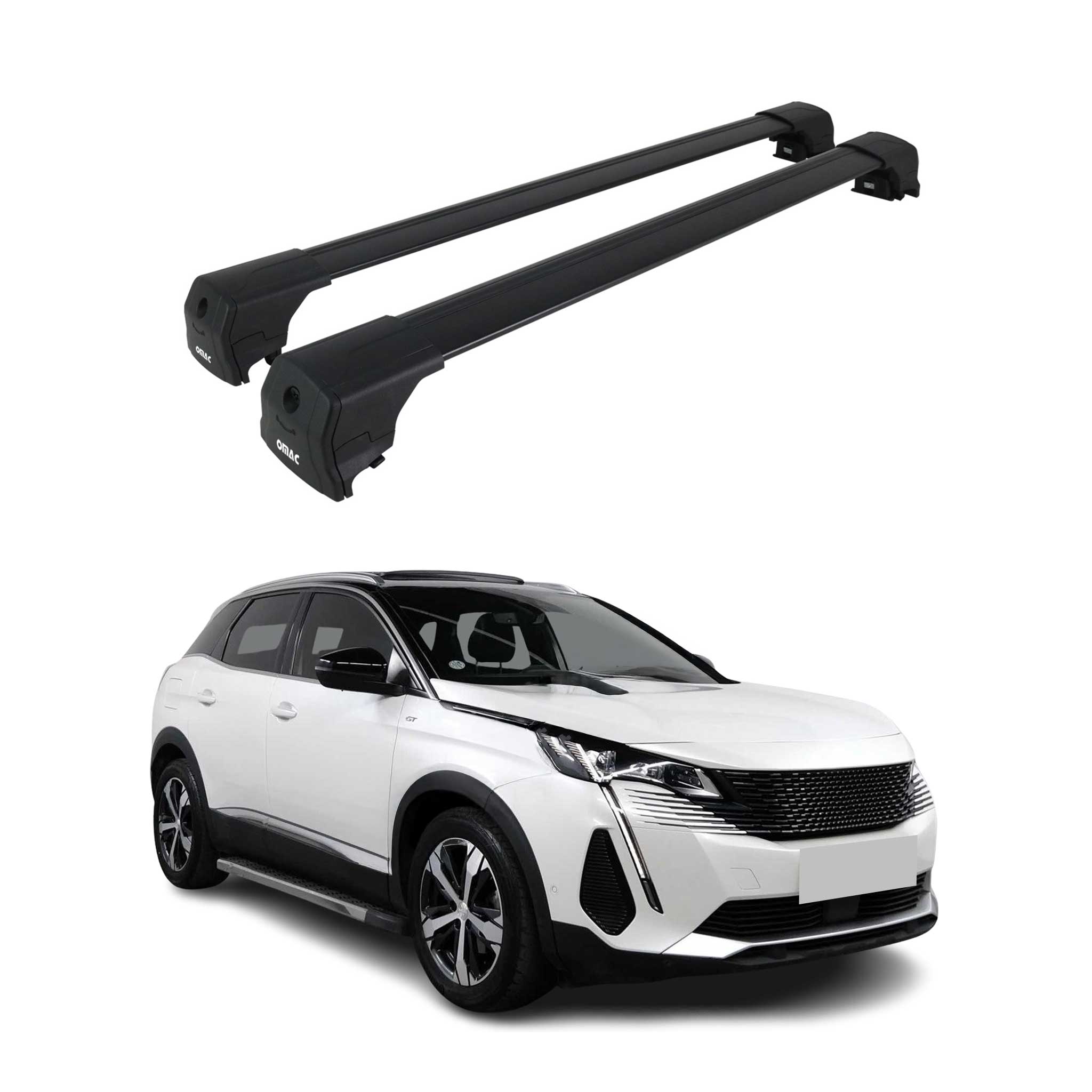 Dachträger Grundtäger für Peugeot 3008 II 2016-2024 75kg Aluminium Schwarz 2 tlg