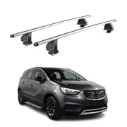 Alu Dachträger für Opel Crossland X 2017-2026 TÜV T-Nut 75 kg 2tlg Silber