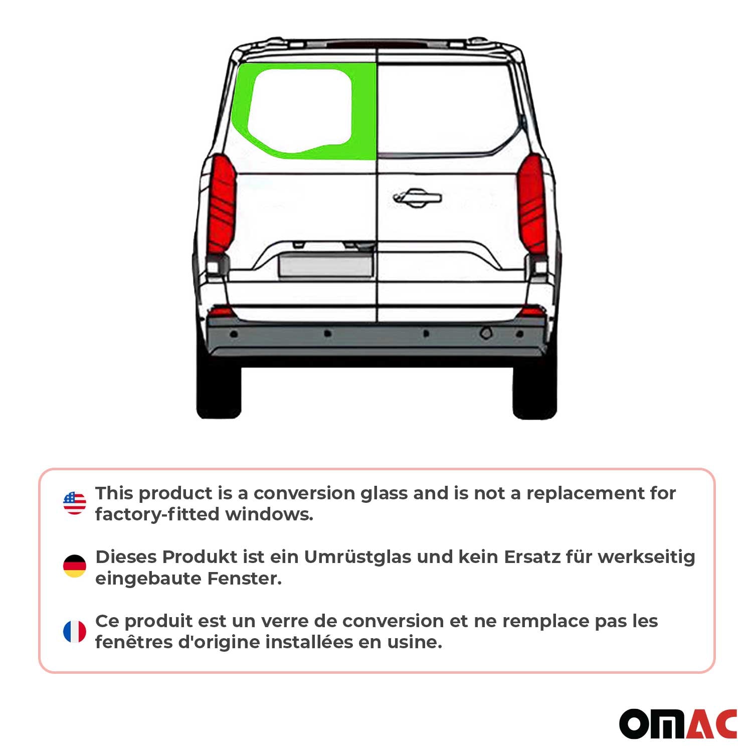 Heckscheibe Fenster für Ford Transit Custom ab 2023 Doppelflügeltür Links L1 L2