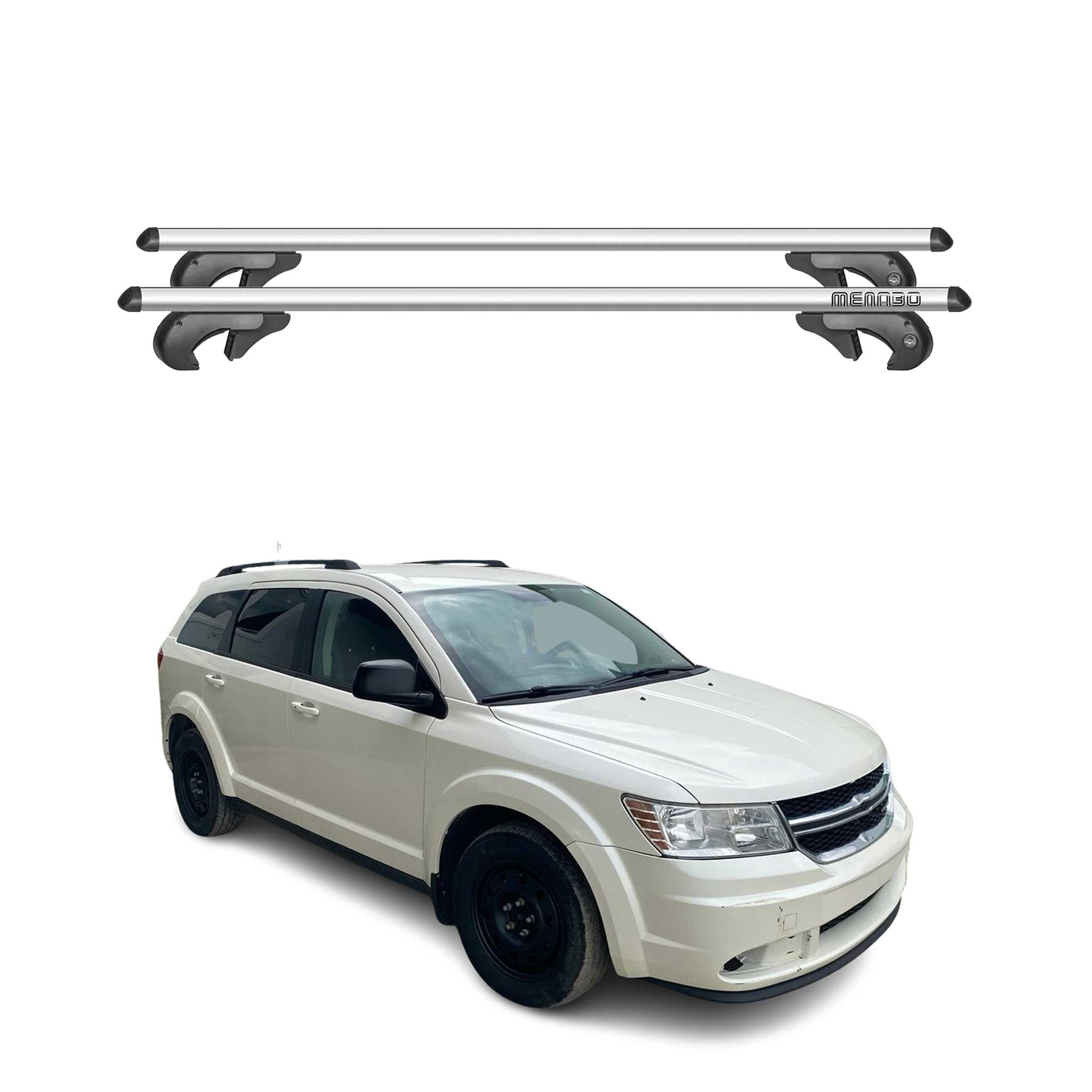 Menabo Dachträger Grundtäger für Dodge Journey 2008-2011 Pre-FL Alu Silber 2 tlg