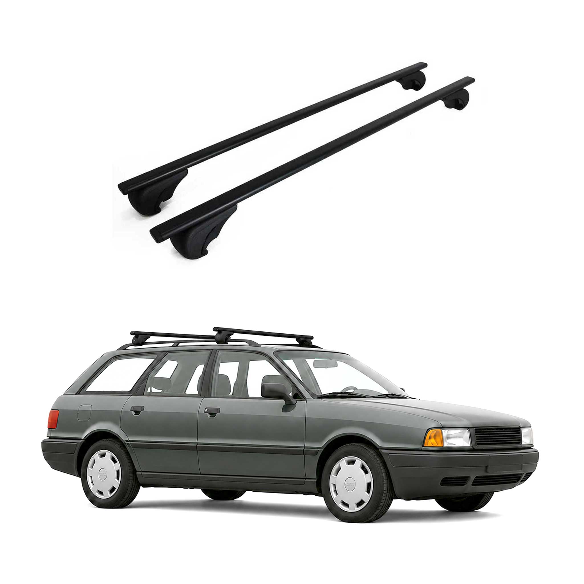 Dachträger Grundträger für Audi 80 Avant 1991-1996 Metall Schwarz 2tlg