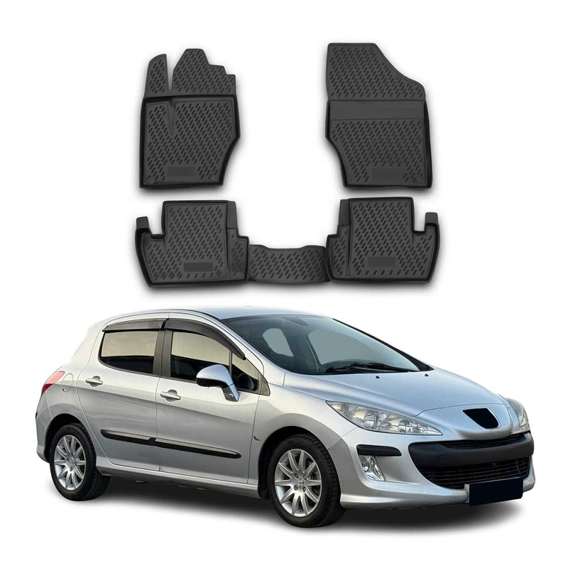 OMAC Gummimatten Fußmatten für Peugeot 308 2007-2014 TPE Automatten Schwarz 4x