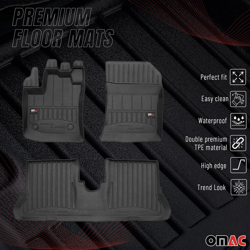 Fußmatten Gummimatten für Dacia Dokker 2012-2021 OMAC Premium 3D Schwarz TPE 3x