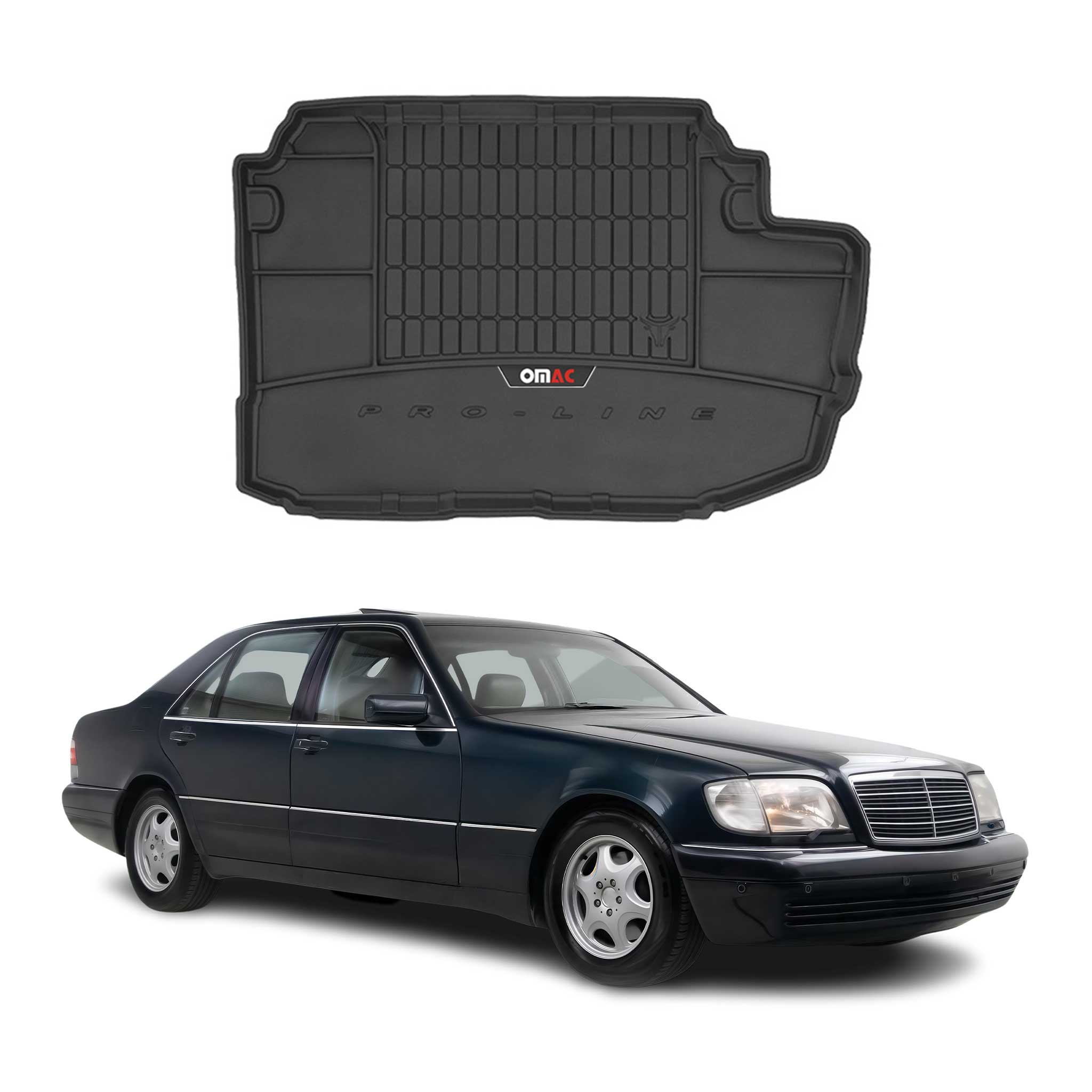 OMAC Gummi Kofferraumwanne für Mercedes S Klasse W220 1998-2005 TPE Schwarz