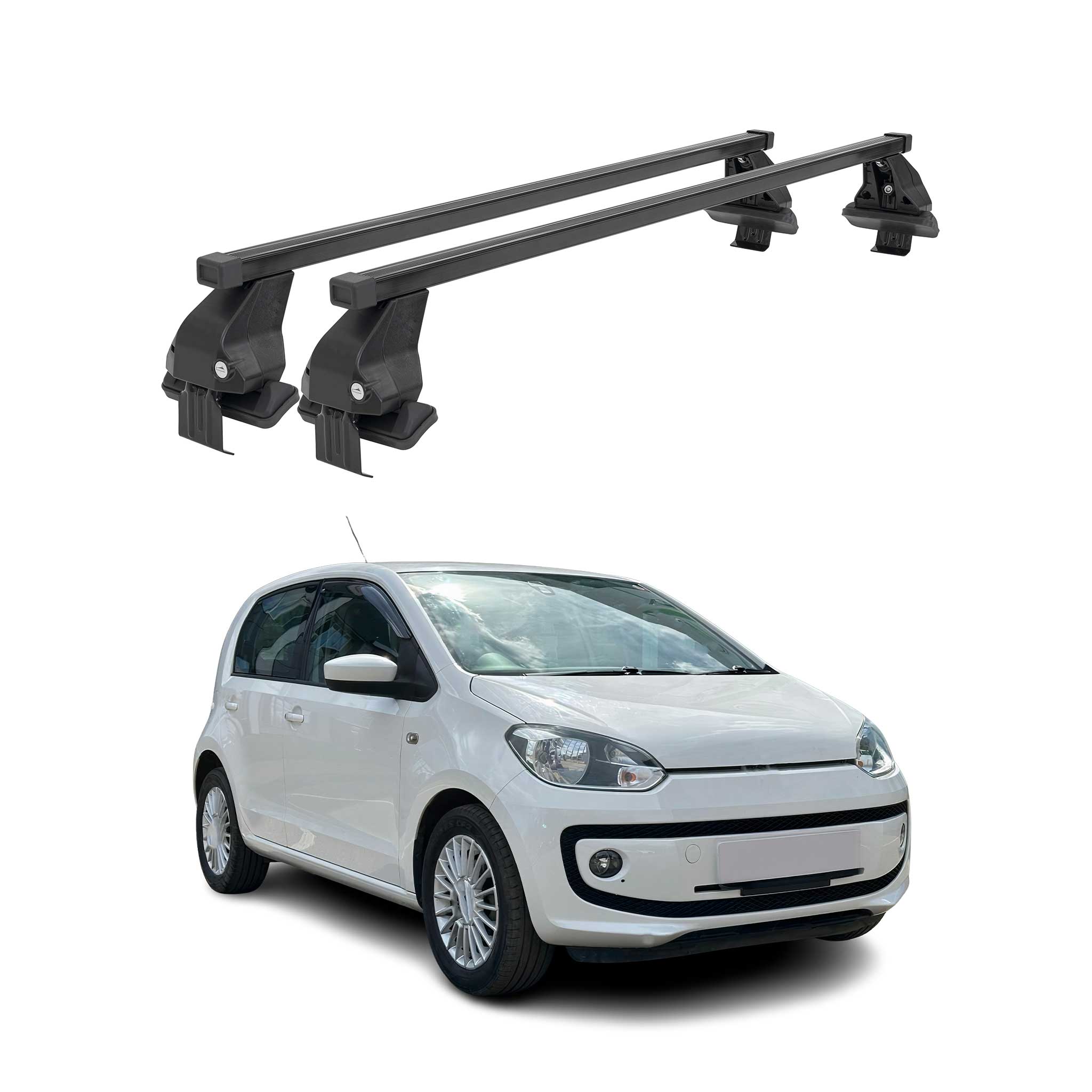 Menabo Dachträger Grundtäger für VW Up 2011-2016 Pre-FL 50kg Stahl Schwarz 2 tlg