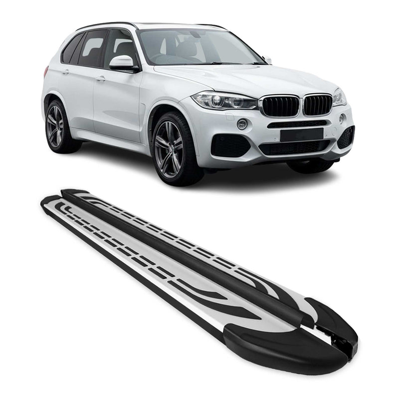 Trittbretter Seitenschweller für BMW X5 2014-2018 Silber Schwarz Aluminium 2 tlg