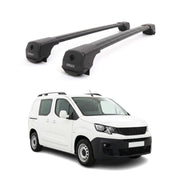 Dachträger Grundträger für Peugeot Partner mk3 2018-2026 Aluminium Schwarz 2tlg