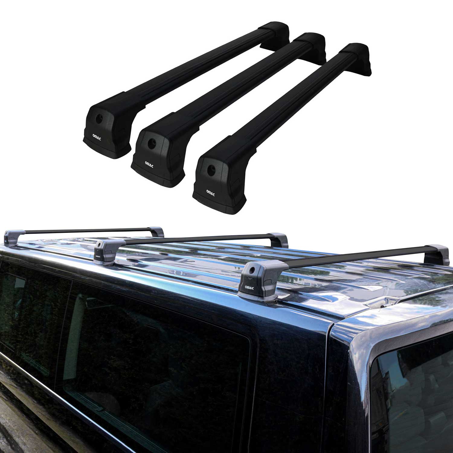 Dachträger Gepäckträger für Nissan NV200 2010-2023 Alu Schwarz 3x