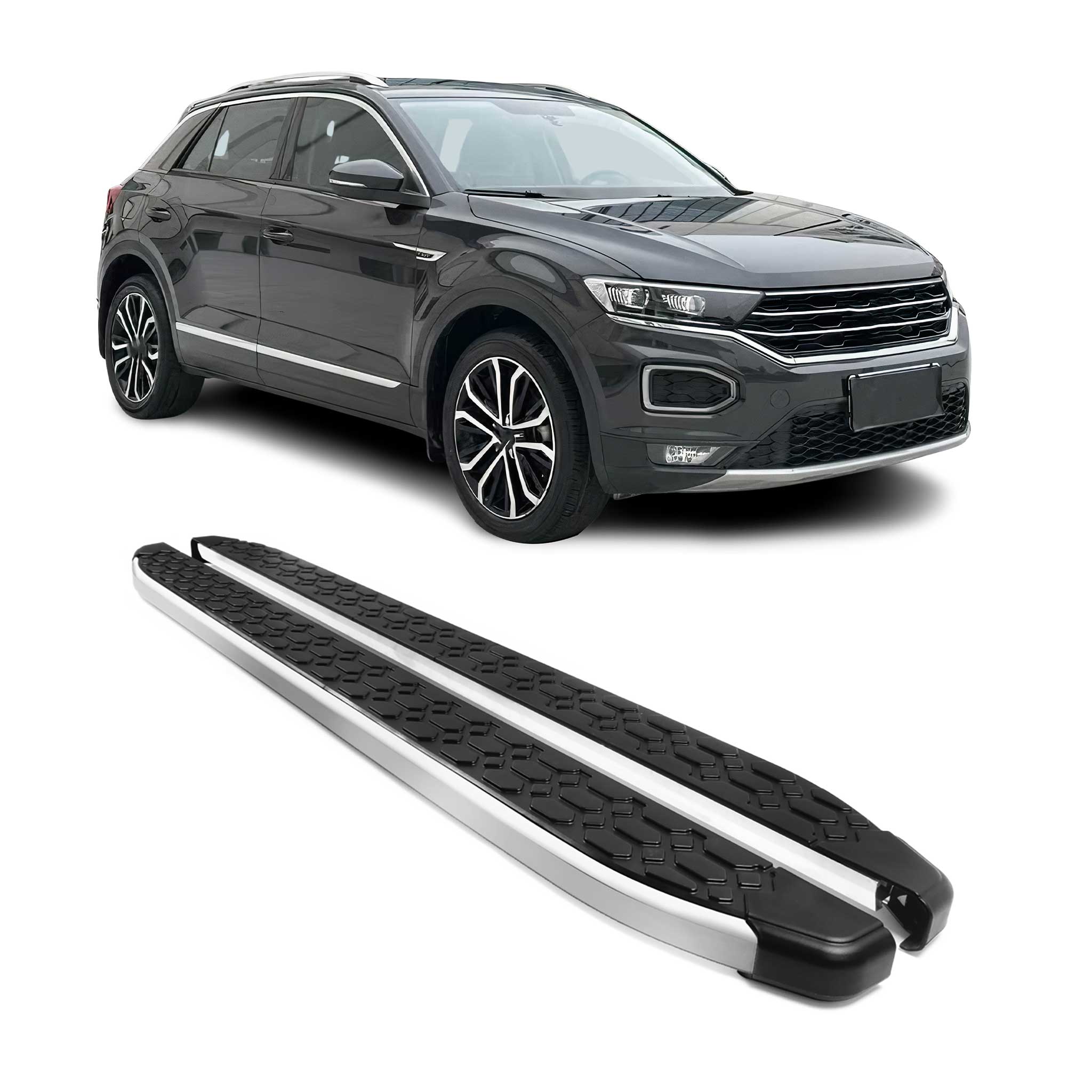 Trittbretter Seitenschweller Schweller für VW T-Roc I 2017-2025 Schwarz 2 tlg