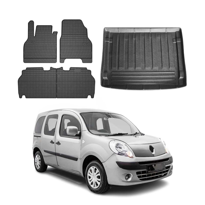 Fußmatten & Kofferraumwanne Set für Renault Kangoo 2008-2010 Gummi TPE