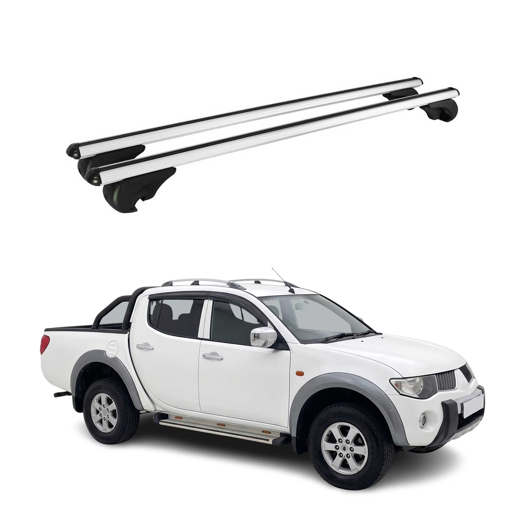 Dachträger Grundträger für Mitsubishi L200 IV 2006-2015 TÜV Aluminium Silber 2x
