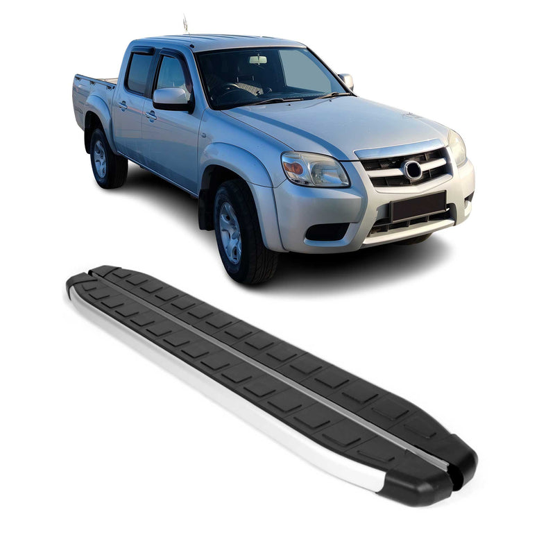 Seitenschweller Trittbretter für Mazda BT-50 DoubleCab 2006-2011 Alu Schwarz