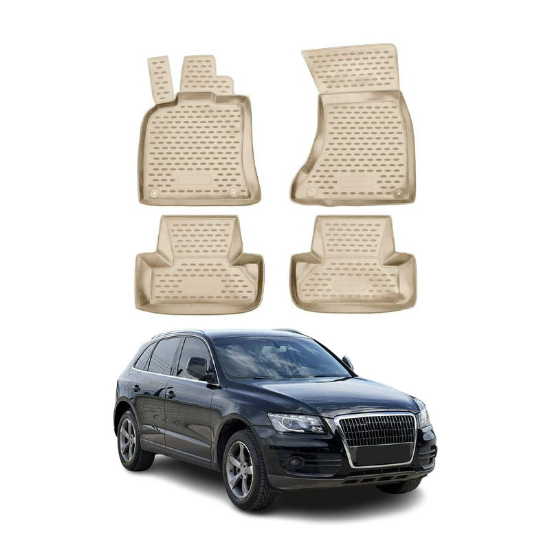 OMAC Gummimatten Fußmatten für Audi Q5 8RB 2008-2017 TPE Automatten Beige 4x
