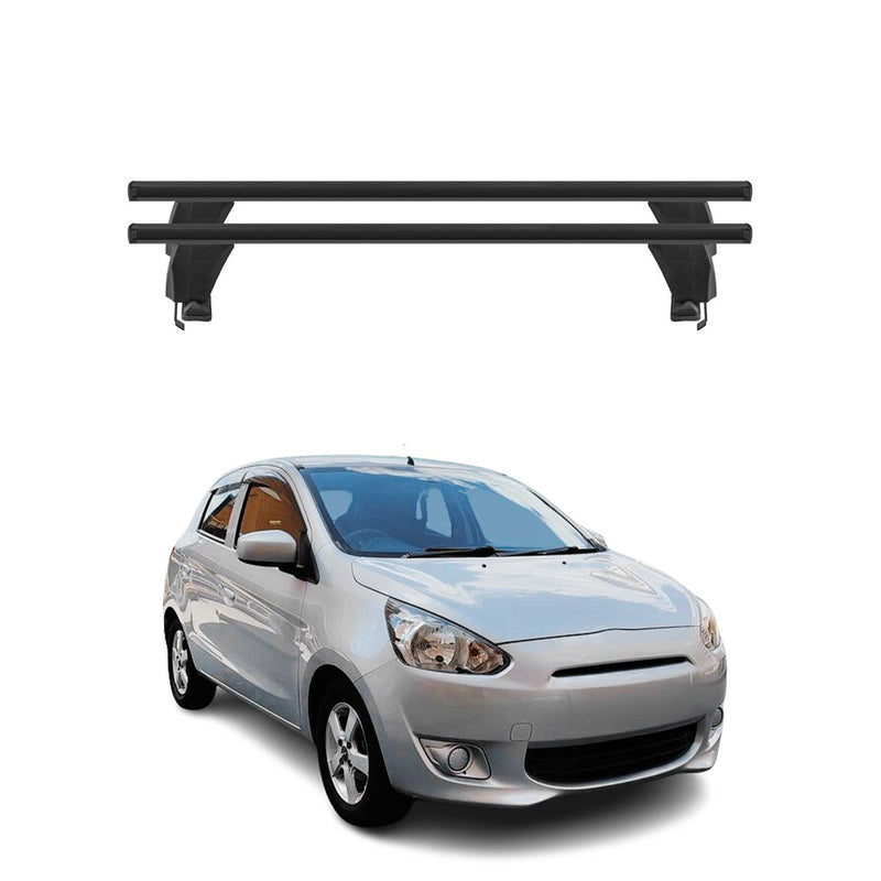 Menabo Dachträger für Mitsubishi Mirage Schrägheck 2012-2016 50kg Alu Schwarz 2x
