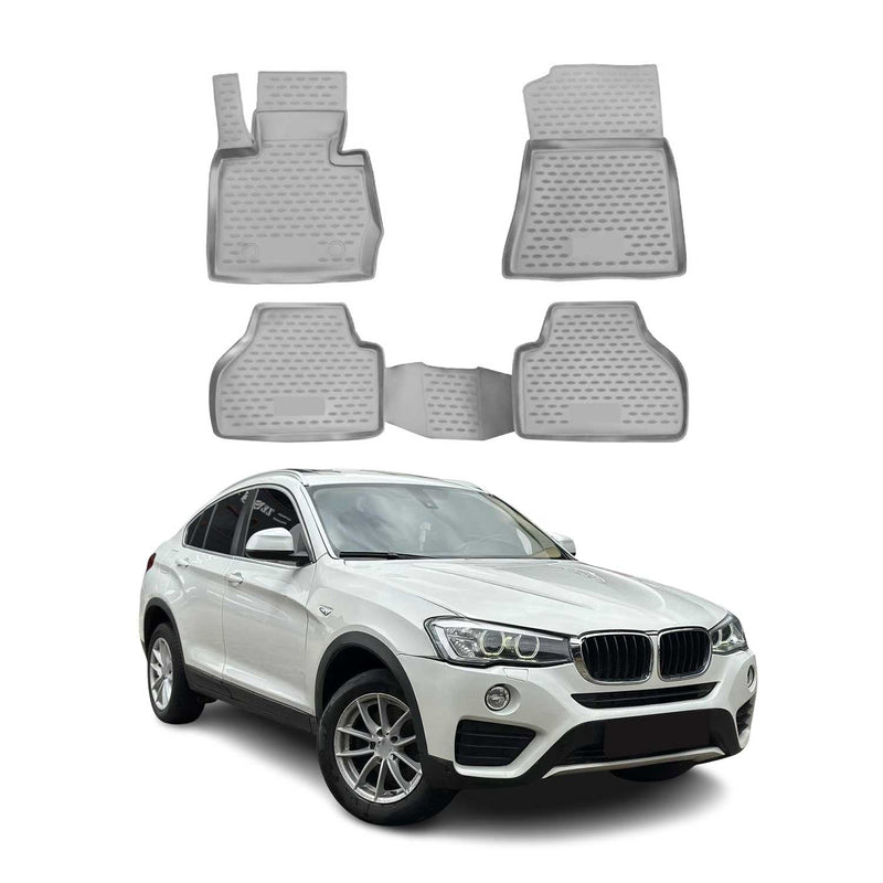 OMAC Gummimatten Fußmatten für BMW X4 F26 2014-2018 TPE Automatten Grau 4x