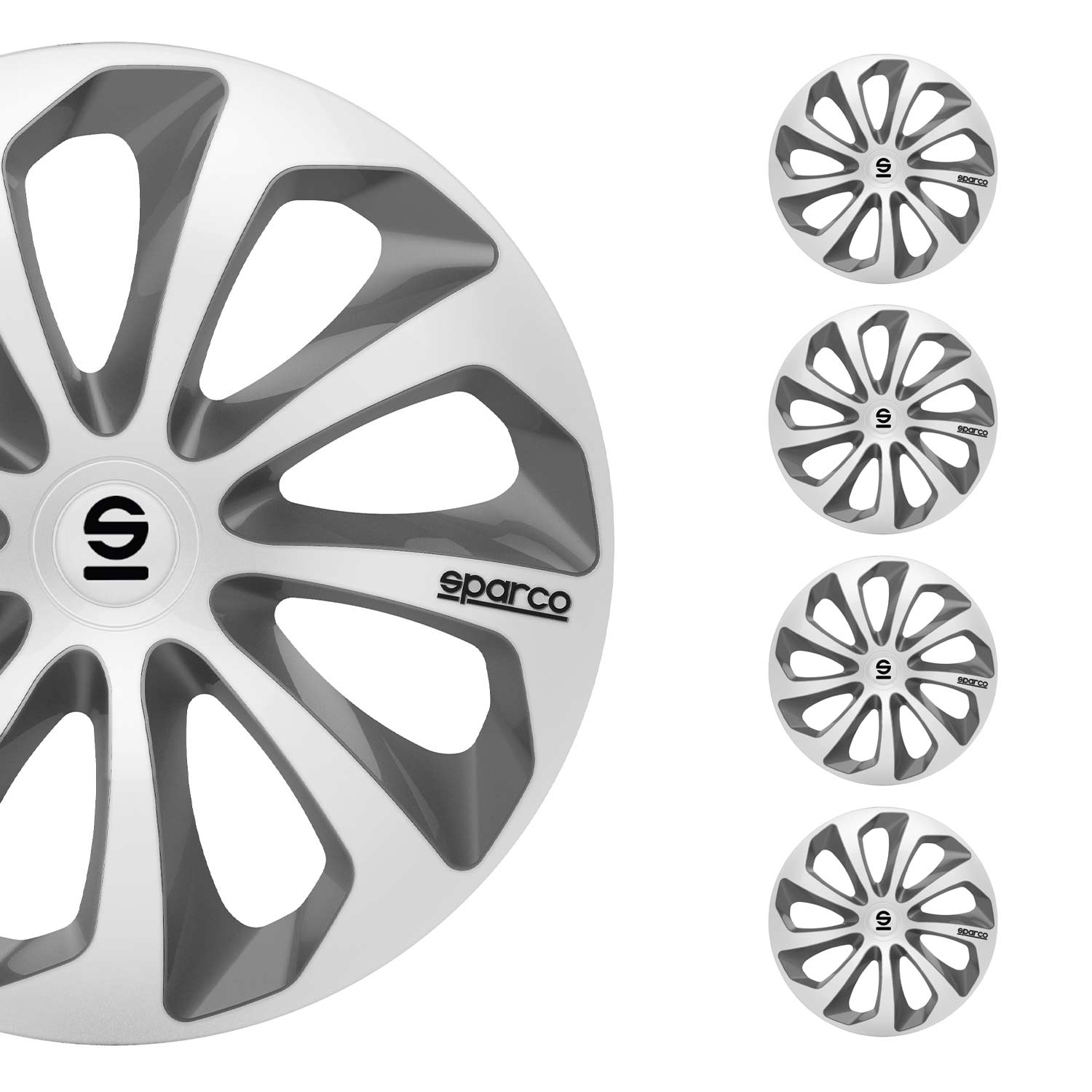 Radkappen Radzierblenden Sparco Sicilia 16" Zoll Abdeckung Set Silber Grau 4x