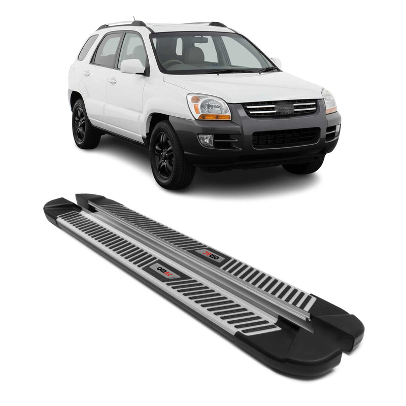 Trittbretter Seitenbretter Seitenschweller für Kia Sportage 2004-10 Alu Schwarz