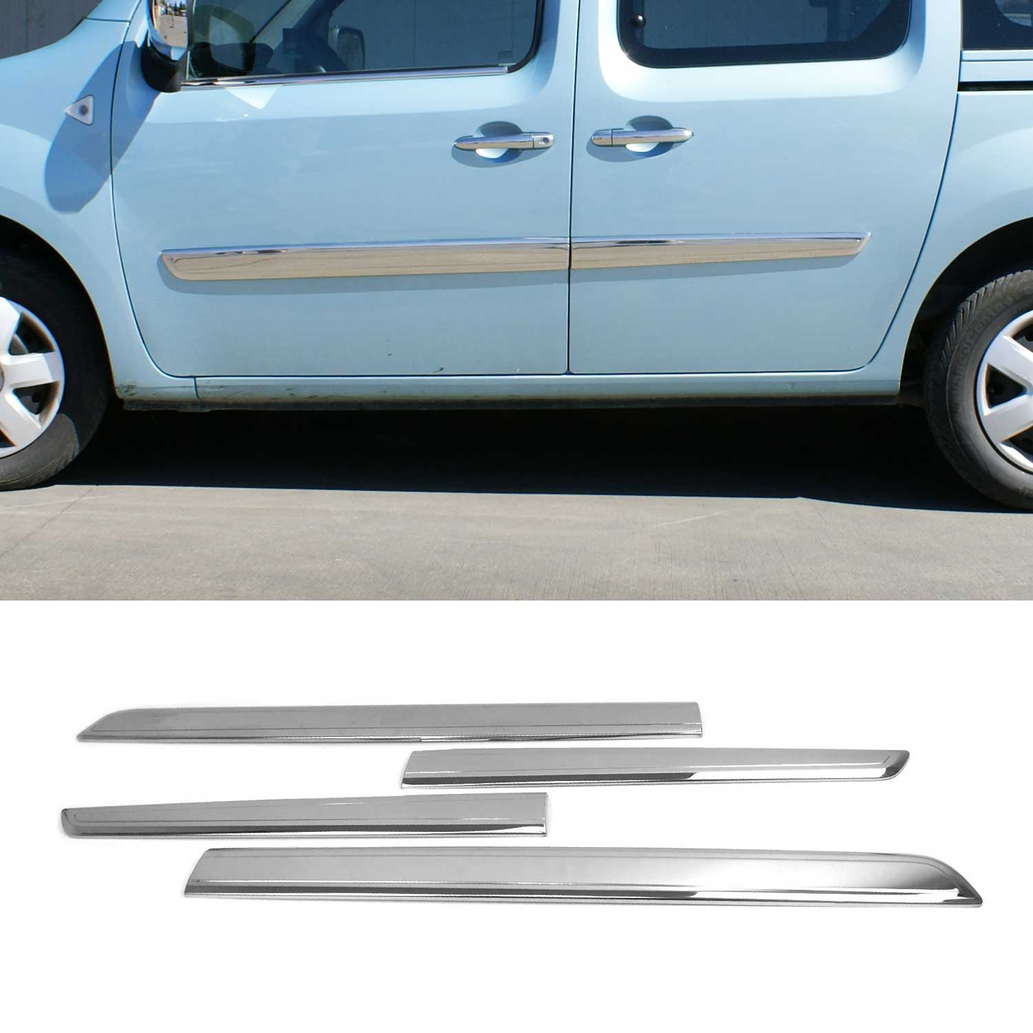 Seitentürleiste Türleisten Türschutzleiste für Renault Kangoo 2008-2011 Chrom 4x