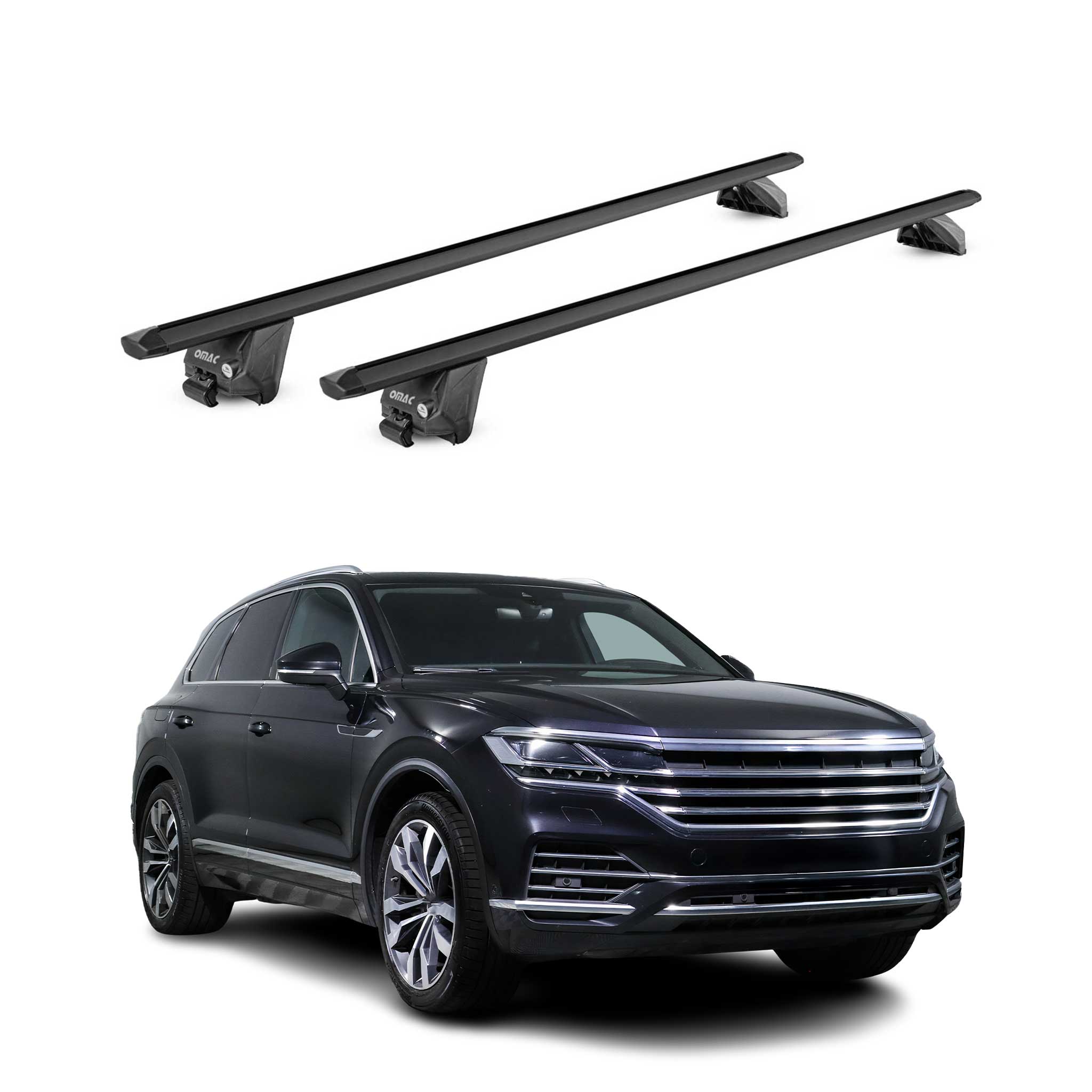 Dachträger Grundtäger für VW Touareg III 2018-2024 Pre-FL Alu Schwarz 2 tlg ABE