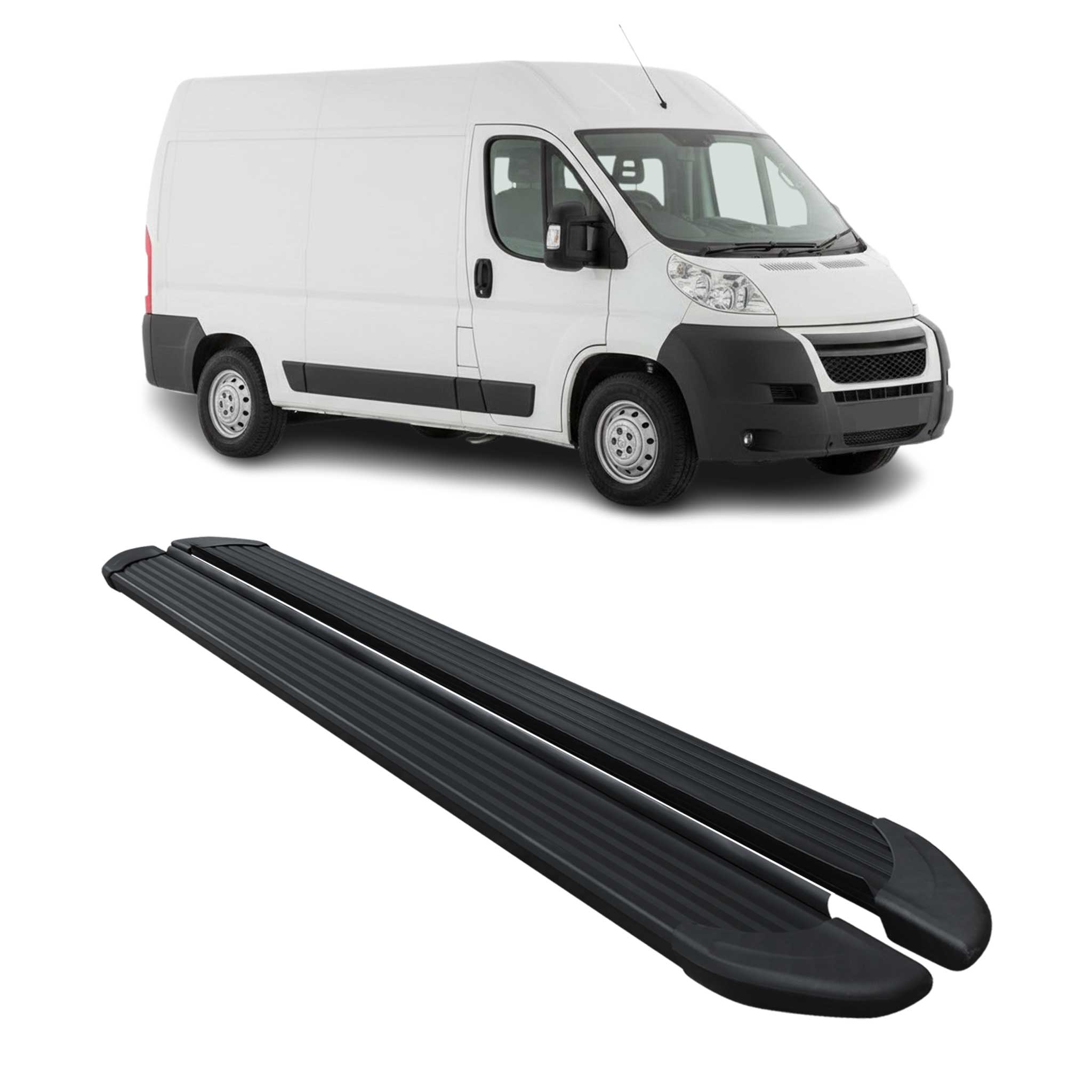 Seitenschweller Trittbretter Schweller für Fiat Ducato 2006-2026 L2 Alu Schwarz