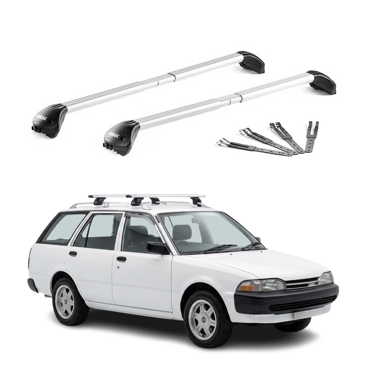 Dachträger Grundtäger für Toyota Carina Kombi 1988-1996 100kg Alu Grau 2x ABE