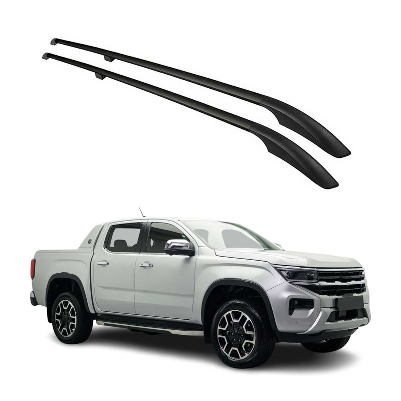 Dachreling Relingträger für VW Amarok 2022-2024 Double Cab Alu Schwarz 2 tlg
