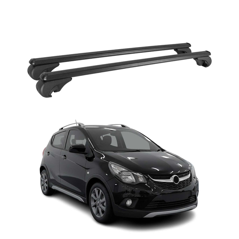 Dachträger für Opel Karl Rocks 2018-2019 Gepäckträger Grundträger Alu Schwarz 2x