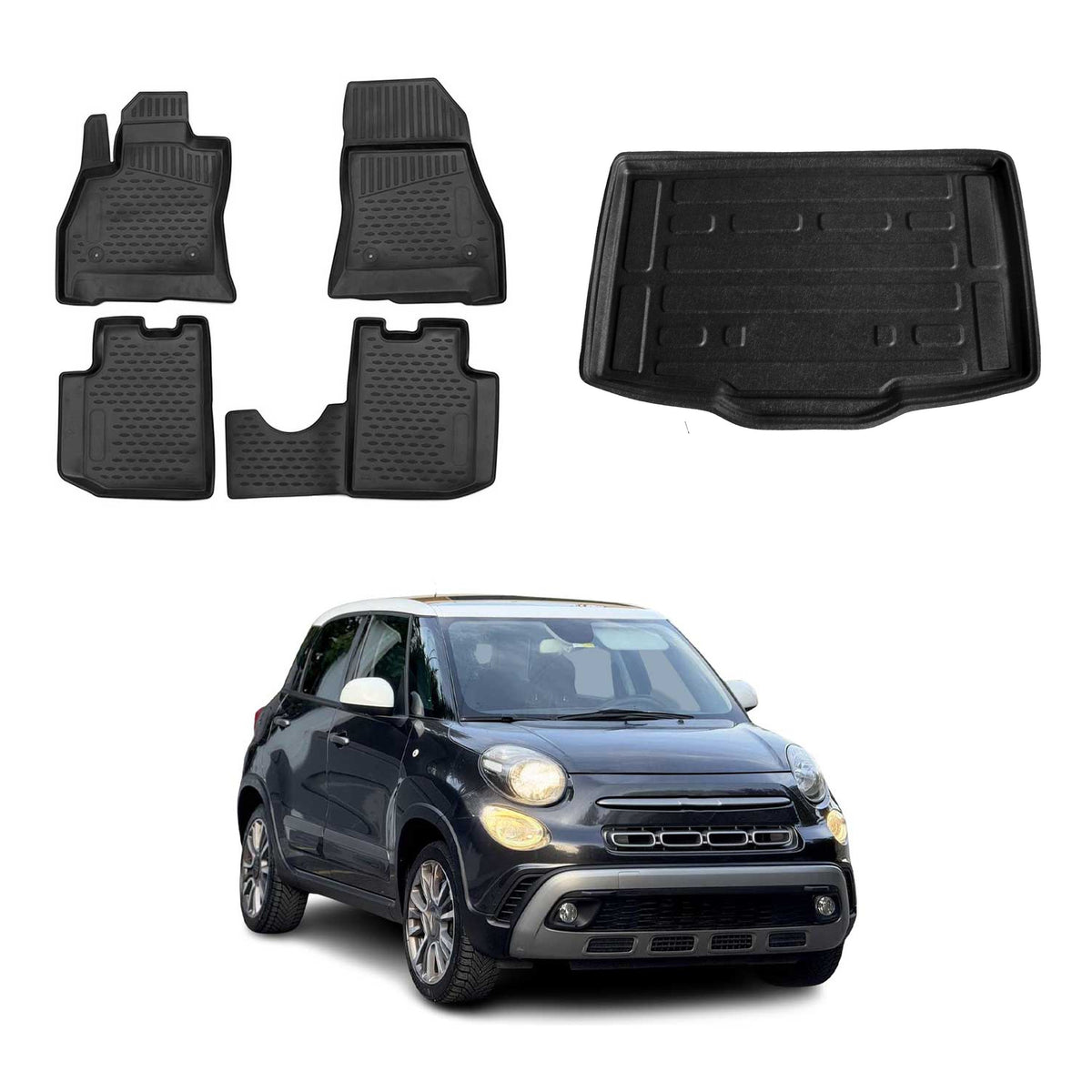 OMAC Fußmatten & Kofferraumwanne Set für Fiat 500L 2013-2022