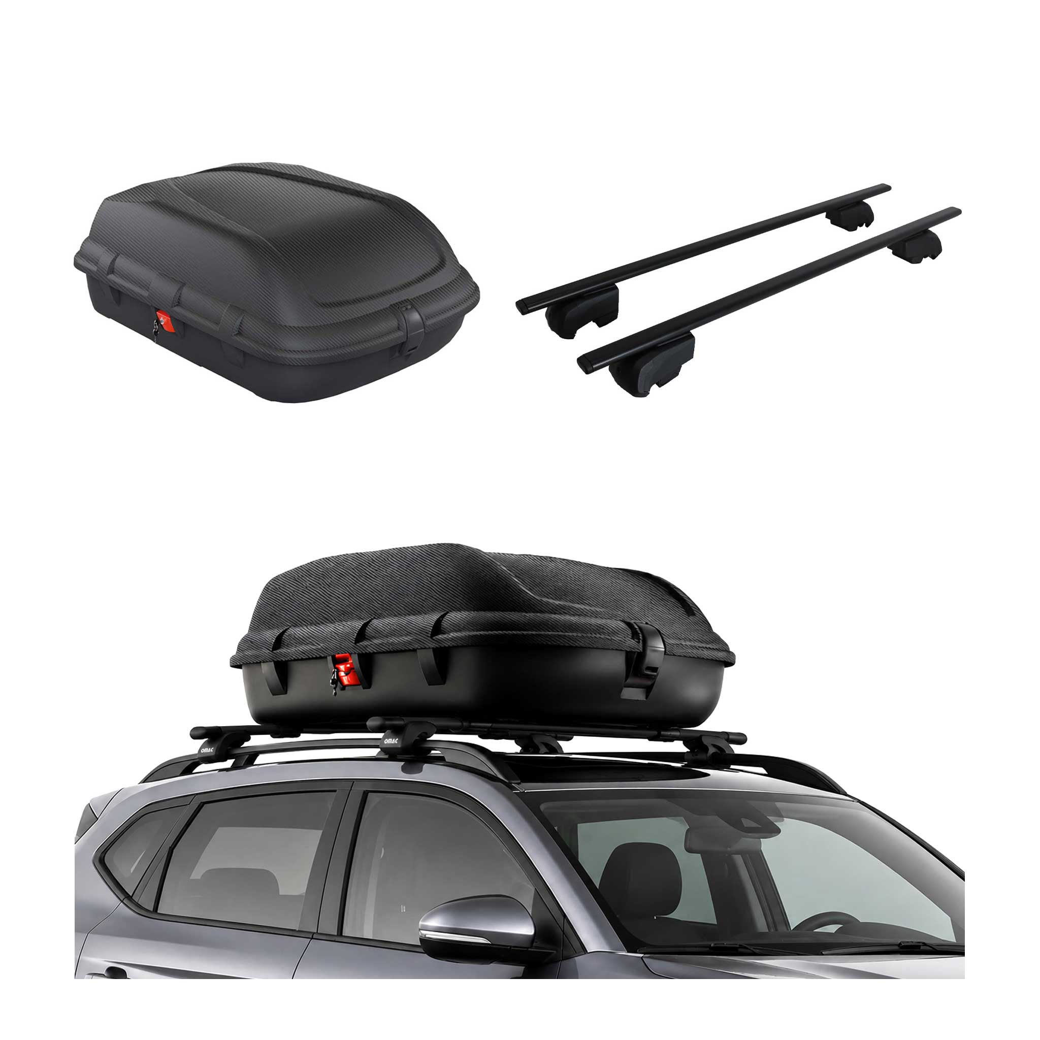 Carbonlook Dachbox 270L + Dachträger Ford Fiesta Active 2018-2023 Schwarz