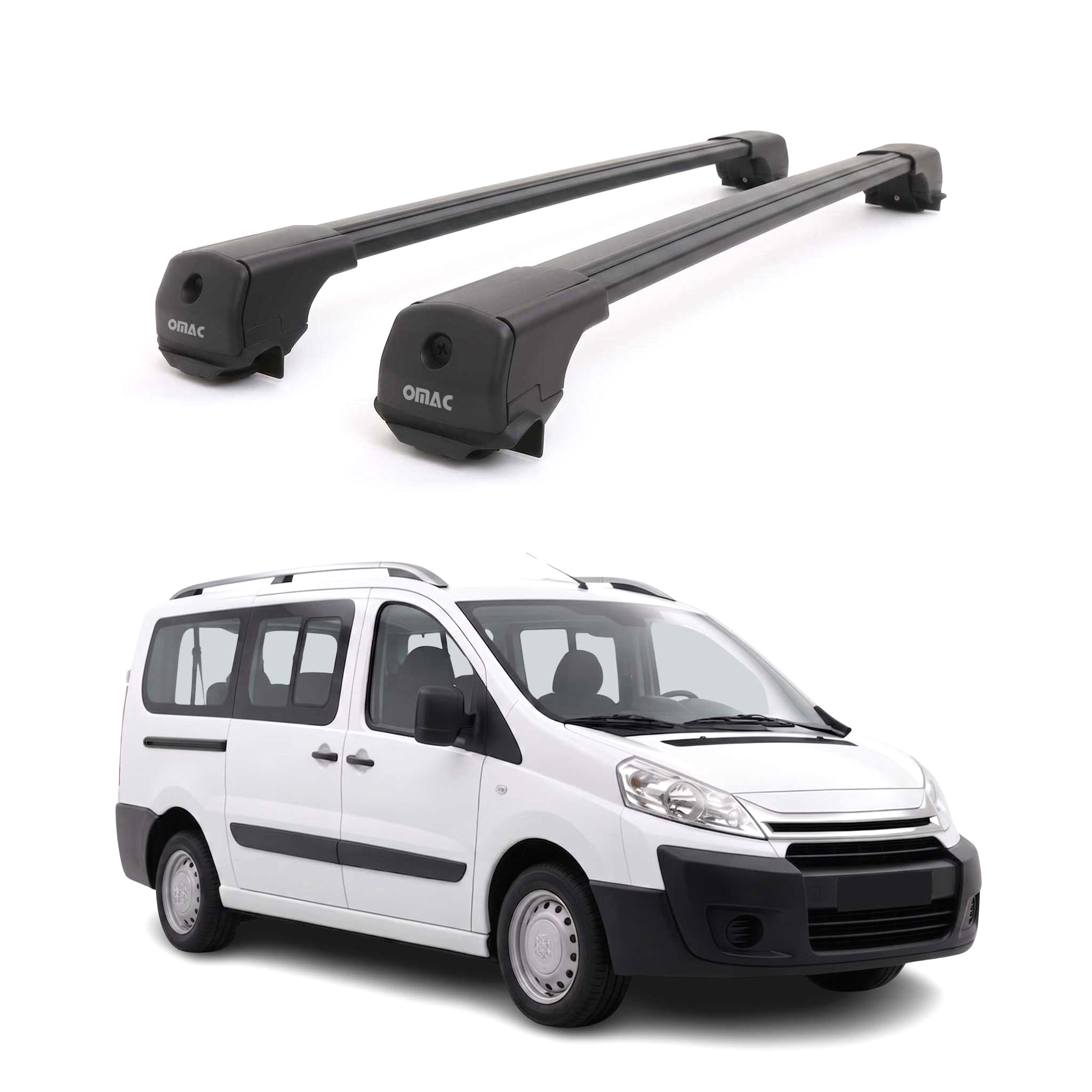 Dachträger Grundträger für Citroen Jumpy 2007-2016 Aluminium 75kg Schwarz 2tlg