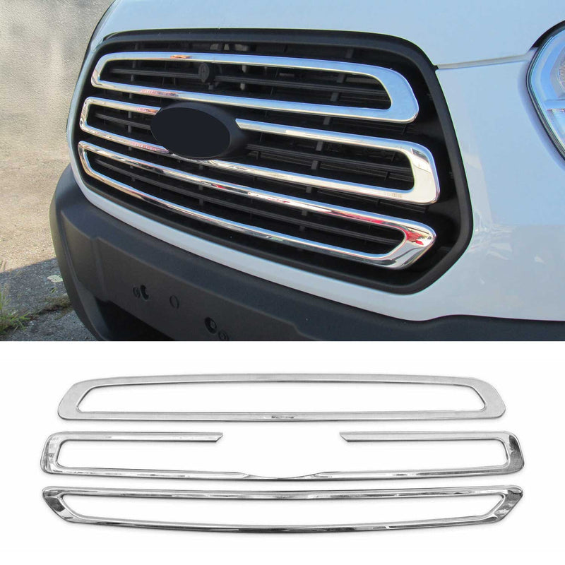 Kühlergrill Leisten Grillleisten für Ford Transit 2014-2019 Edelstahl Silber 3x