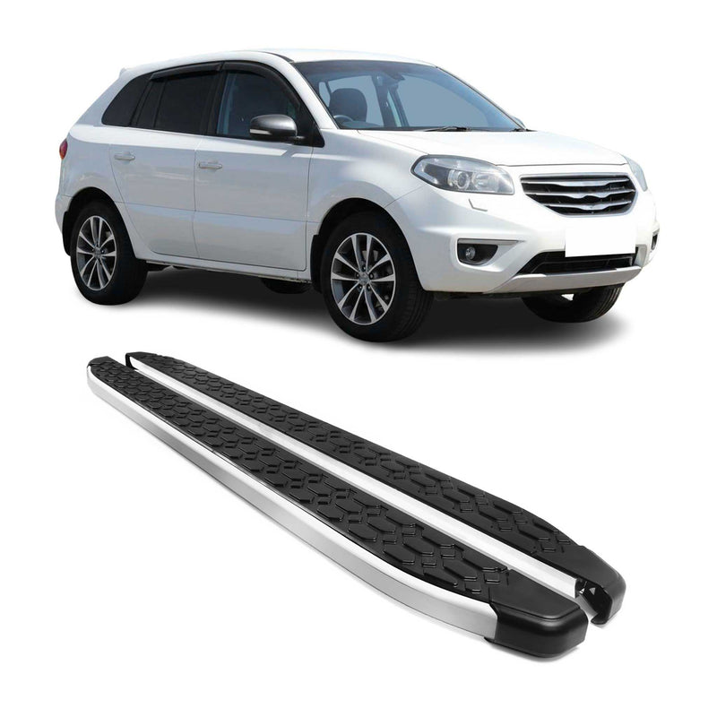 Alu Trittbretter Seitenschweller für Renault Koleos 2008 - 2015 Schwarz Silber