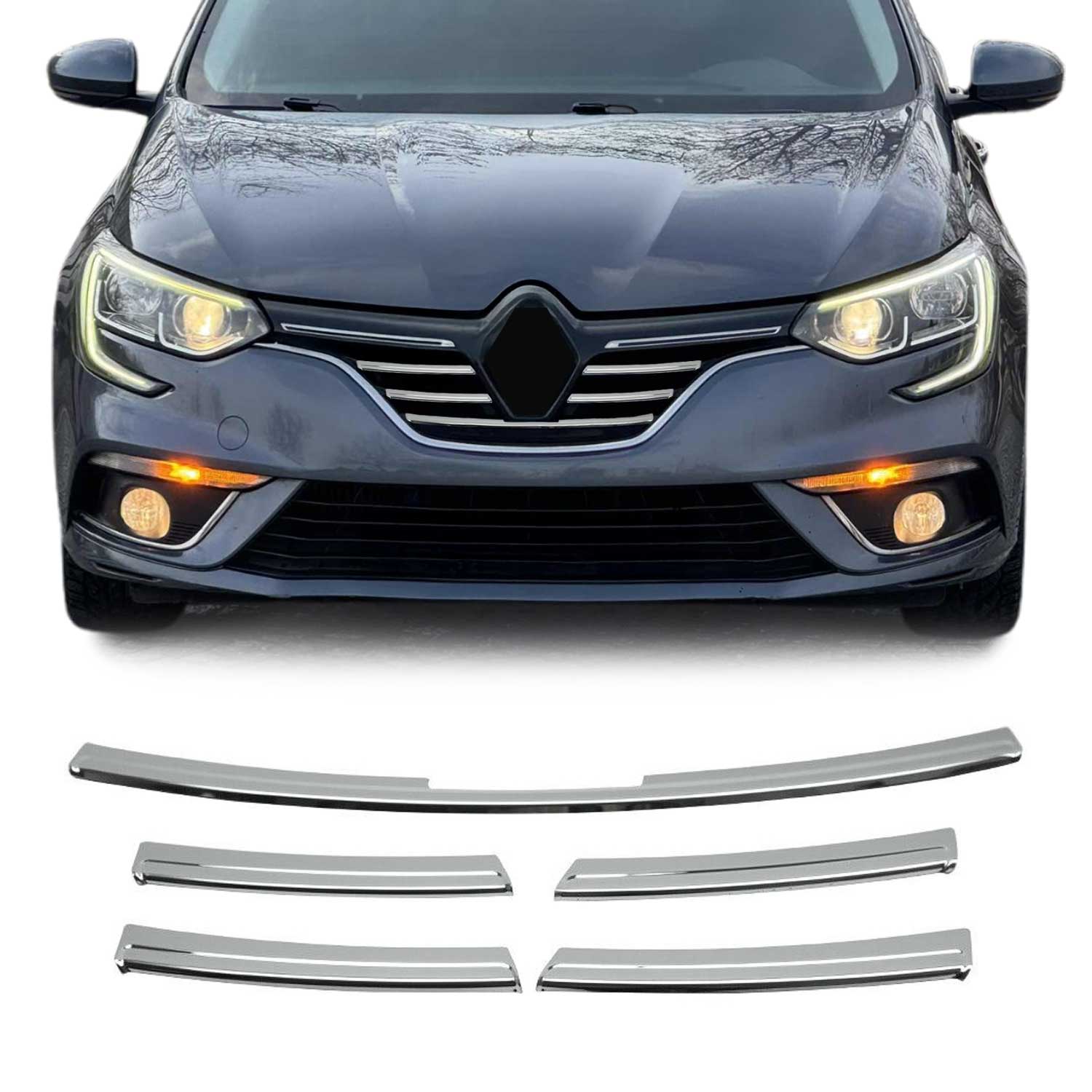 Kühlergrill Leisten Grillleisten für Renault Megane 2015-2020 Edelstahl Chrom 5x