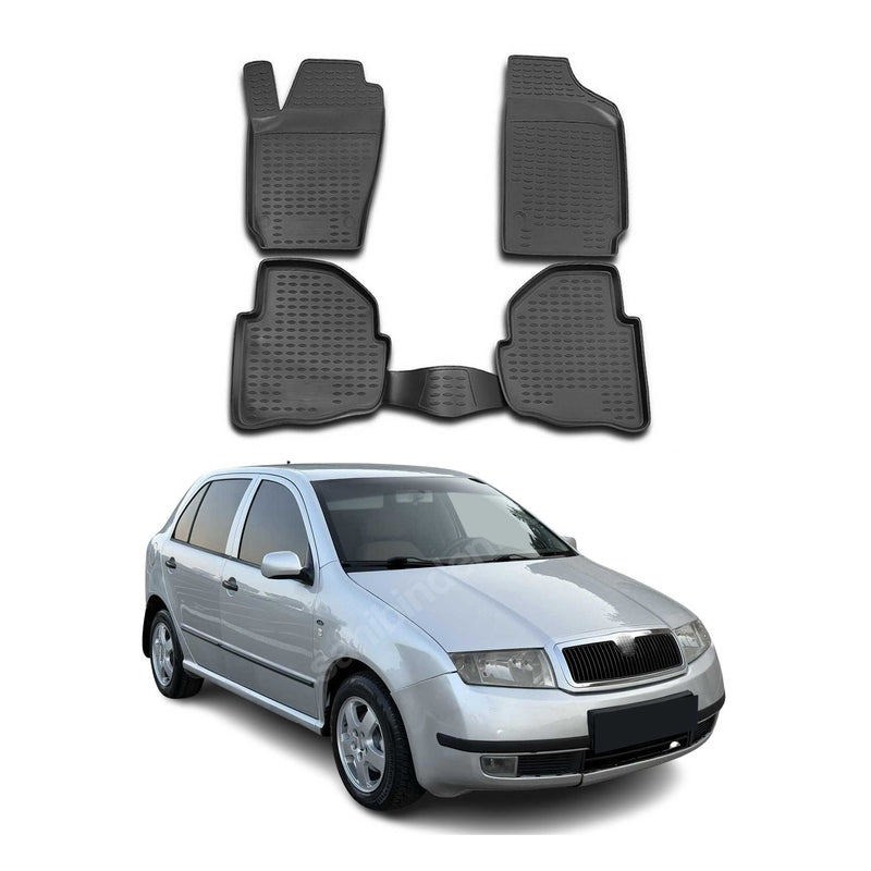 OMAC Gummimatten Fußmatten für Skoda Fabia 1999-2007 TPE Automatten Schwarz 4x