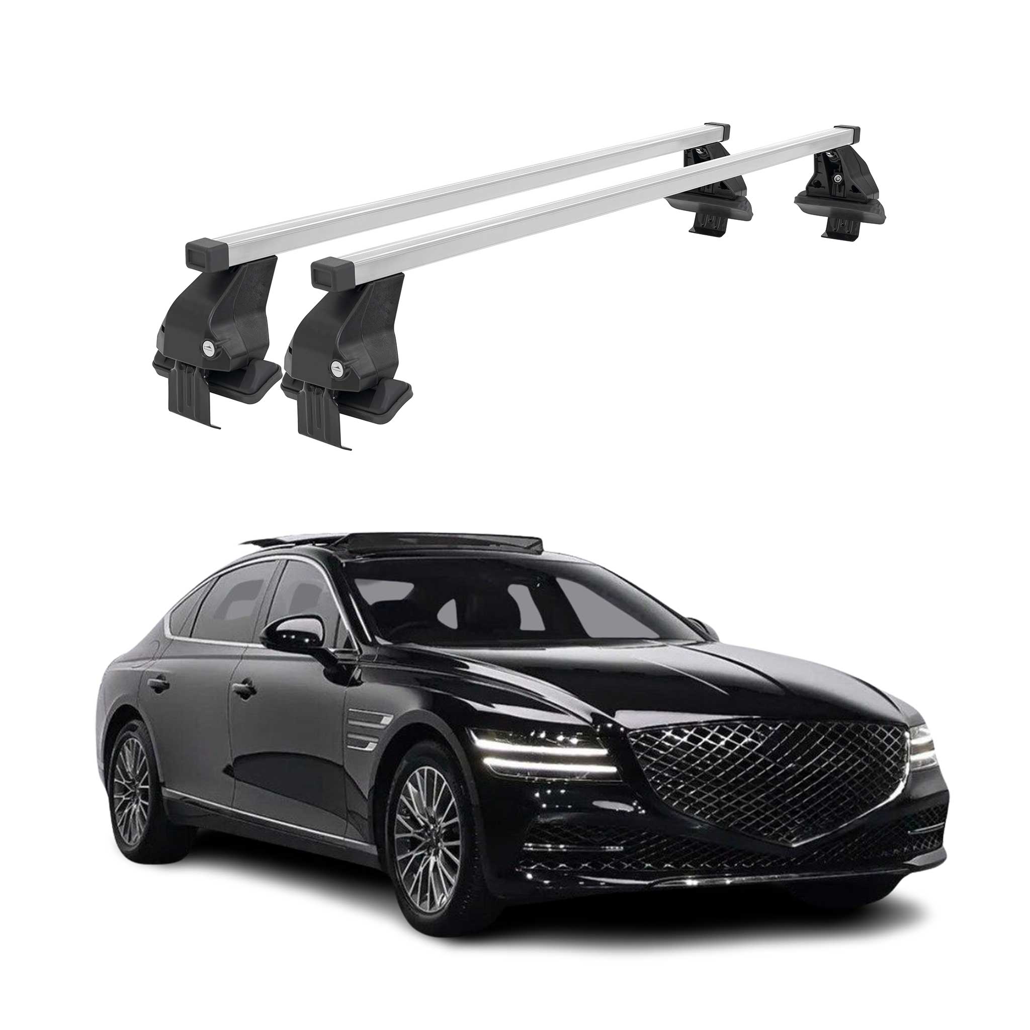 Menabo Dachträger Grundtäger für Genesis G80 2017-2026 50kg Stahl Silber 2 tlg