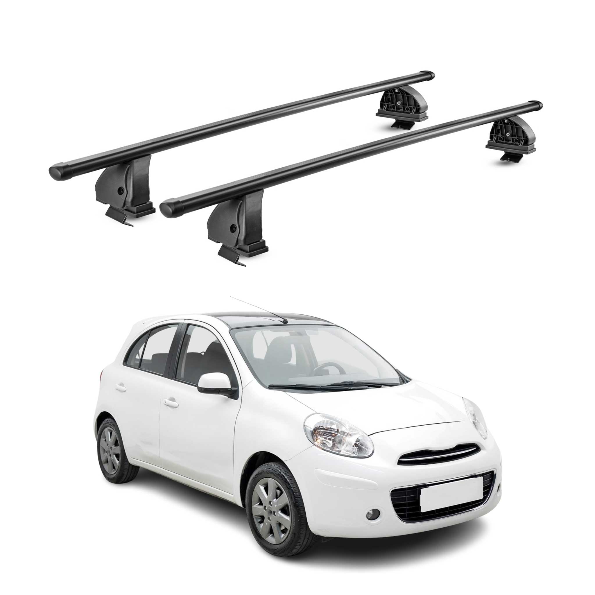 Stahl Dachträger für Nissan Micra IV 2010-2017 TÜV Abschließbar 2tlg Schwarz