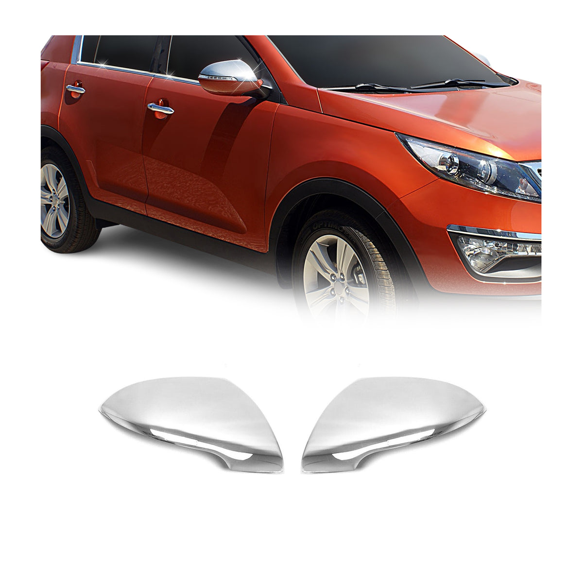 Spiegelkappen Spiegelabdeckung für Kia Sportage 2010-2015 Edelstahl Chrom 2tlg