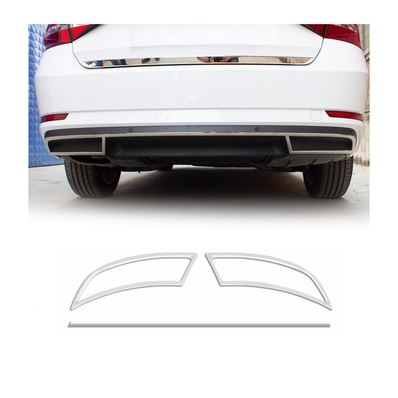 Auspuffblende Stoßstangen Zierblende für Skoda Superb 2015-2025 Edelstahl 3tlg