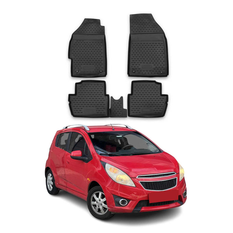 OMAC Gummimatten Fußmatten für Chevrolet Spark 2015-2022 TPE Matten Schwarz 4x