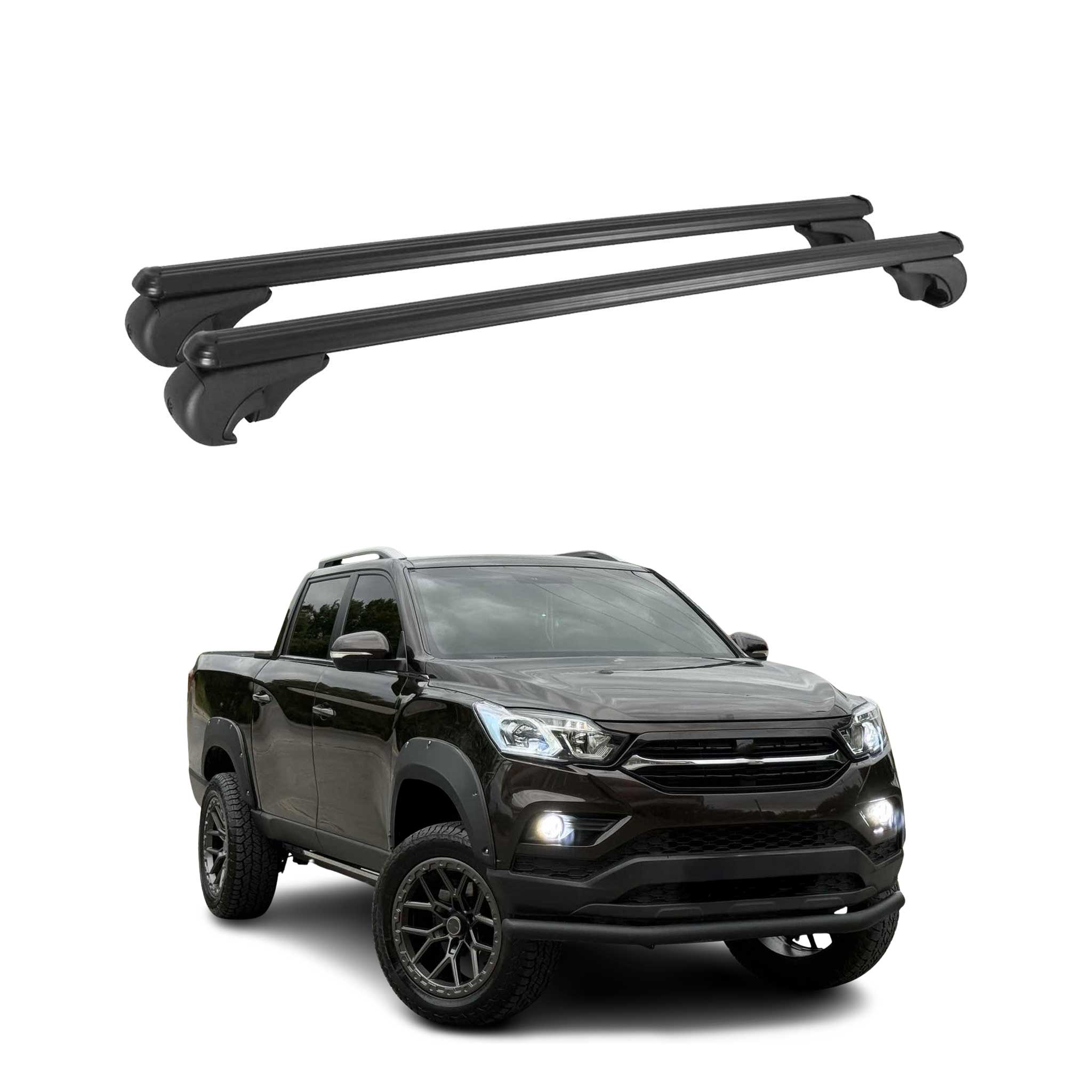 Dachträger für Ssangyong Grand Musso 2018-2026 Gepäckträger Aluminium Schwarz 2x